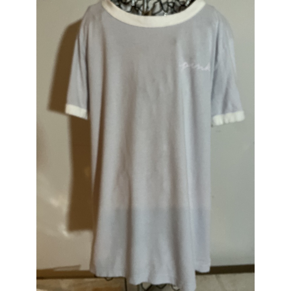 Victoria's Secret PINK Ringer T-Shirt Lavender Blue Love Pink Graphic Medium